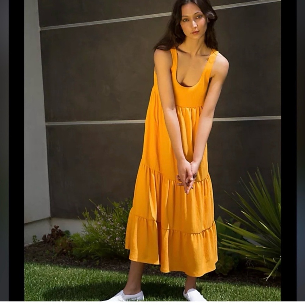 Free People Sunlit Yellow Midi Dress